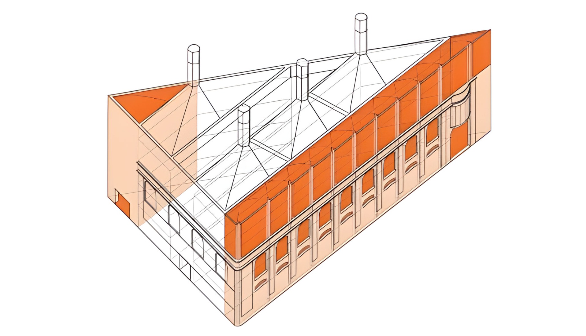 Geometrical adaptation. Cristalleries Planell Civic Center by H Arquitectes.