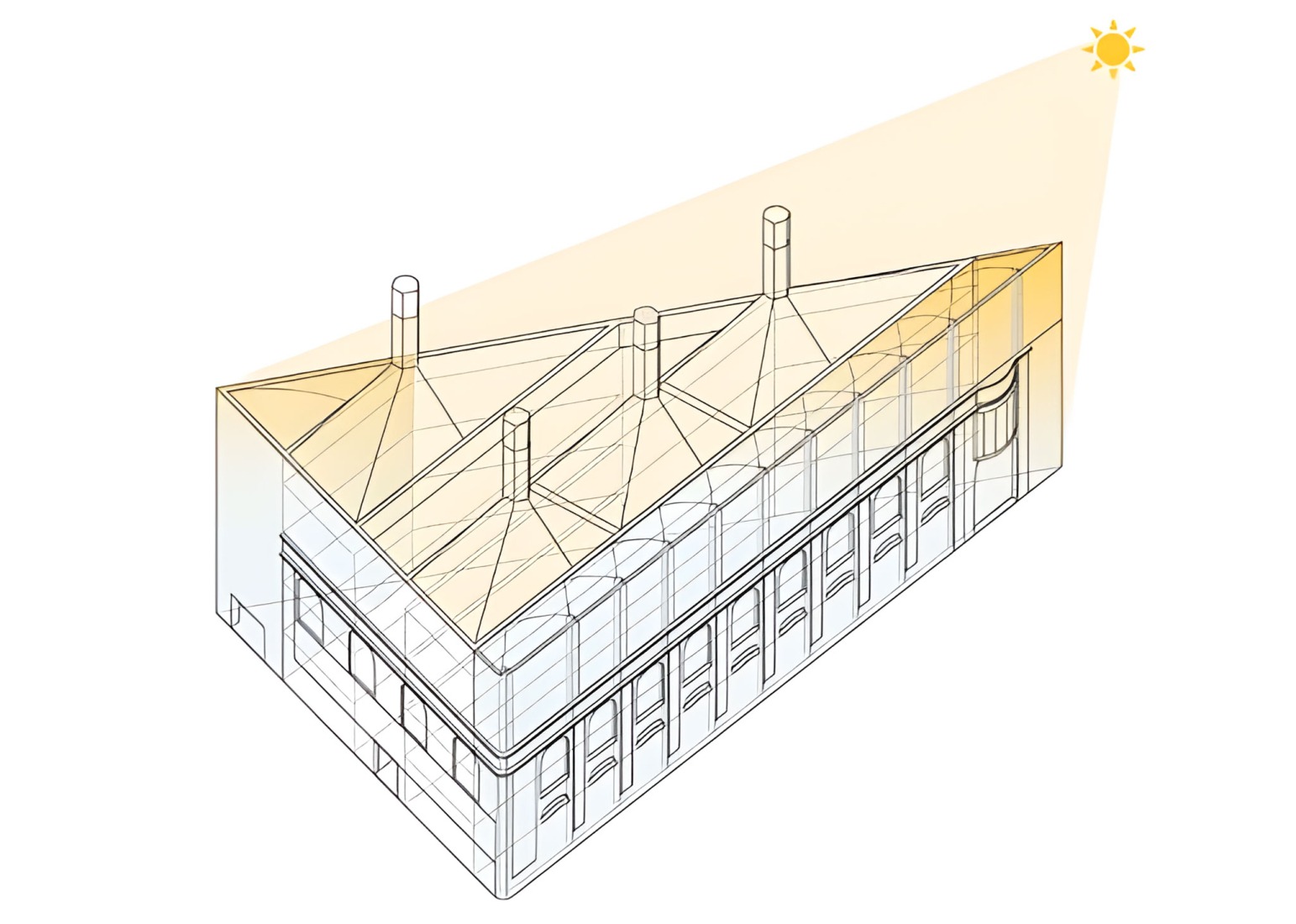 Natural light capture. Cristalleries Planell Civic Center by H Arquitectes.