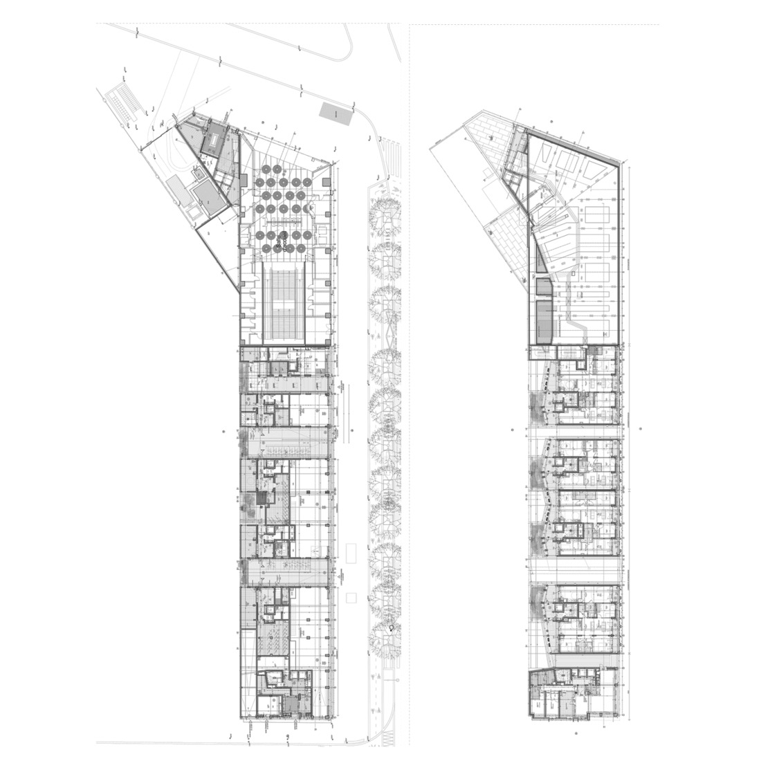 Ground floor plan and first floor plan. La Métropolitaine by Ignacio Prego Architectures + Thibaud Babled Architectures.