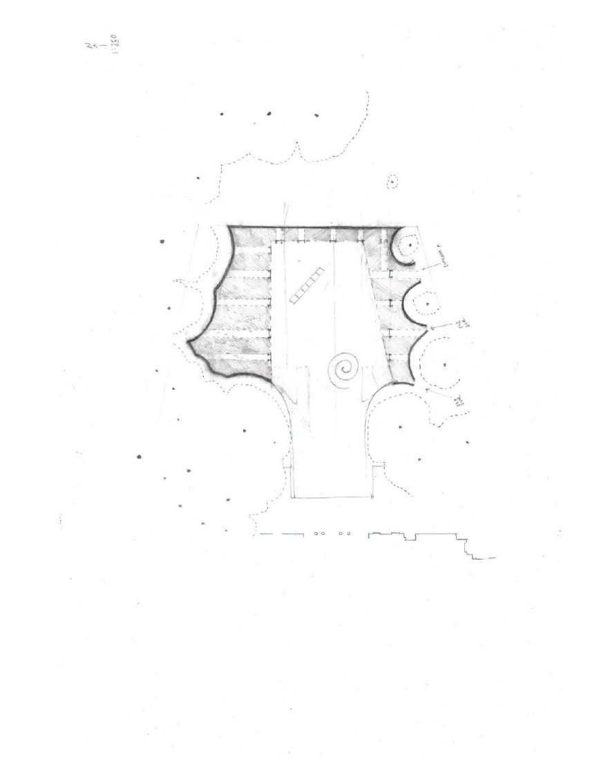 Sketch. Serpentine Pavilion 2026: A serpentine, designed by Isabel Abascal and Alessandro Arienzo, LANZA atelier. Courtesy Serpentine. 