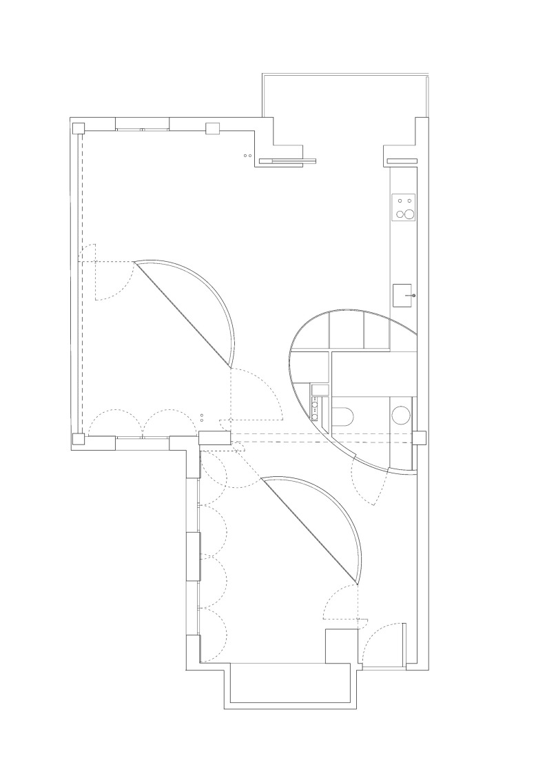 Ground floor plan. Argumosa Housing Renovation by MAIO Architects.