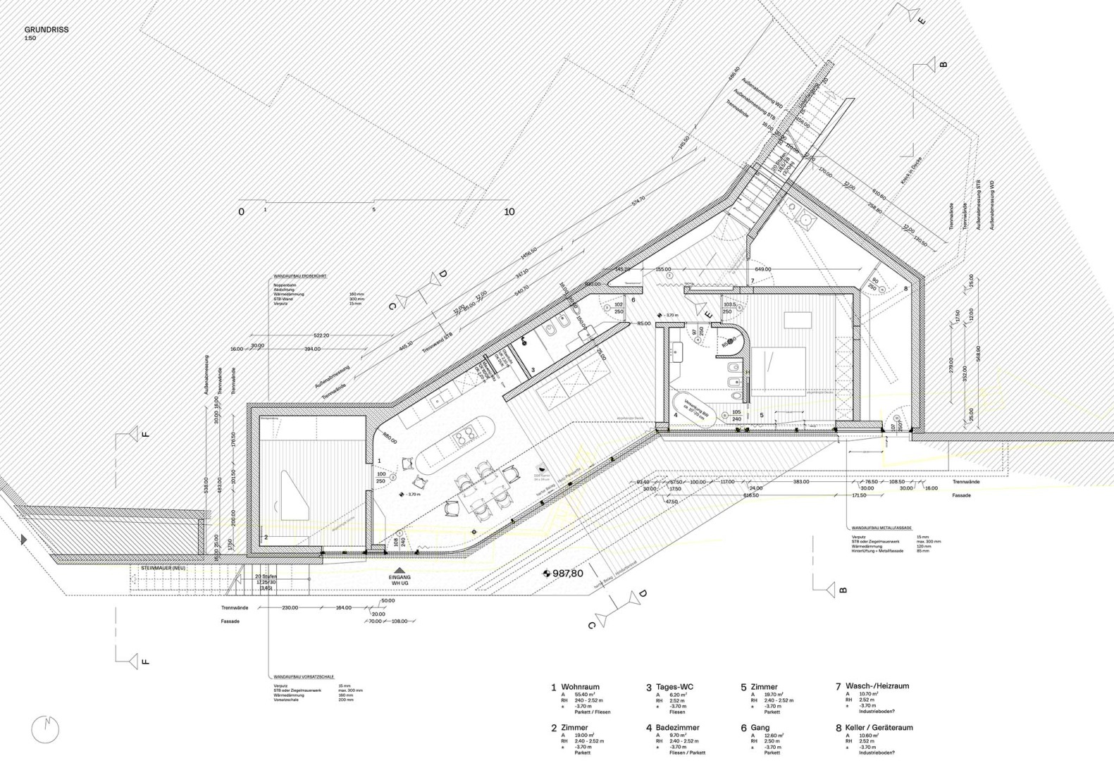 Plano de planta baja. Casa Conte por Messner Architects.