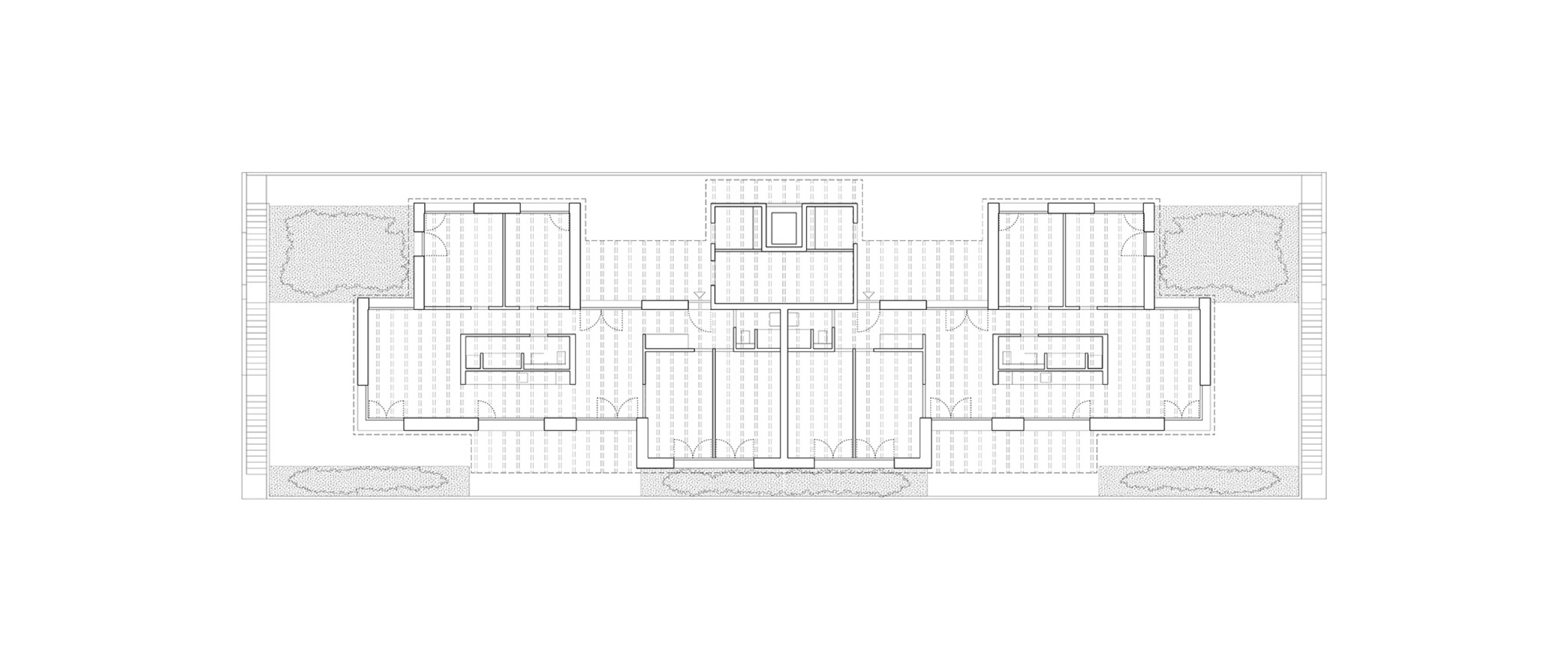 Plano de segunda planta. Edificio de uso mixto en Forel por Samir Alaoui Architects Sàrl.