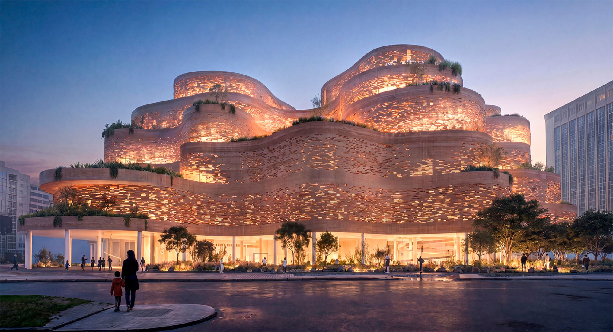 Propuesta ganadora en la fase final del concurso para proyectar el nuevo Museo Nacional del Ecuador. «Estratos Vivos», de SANAA junto con A0, CPA y JHS.