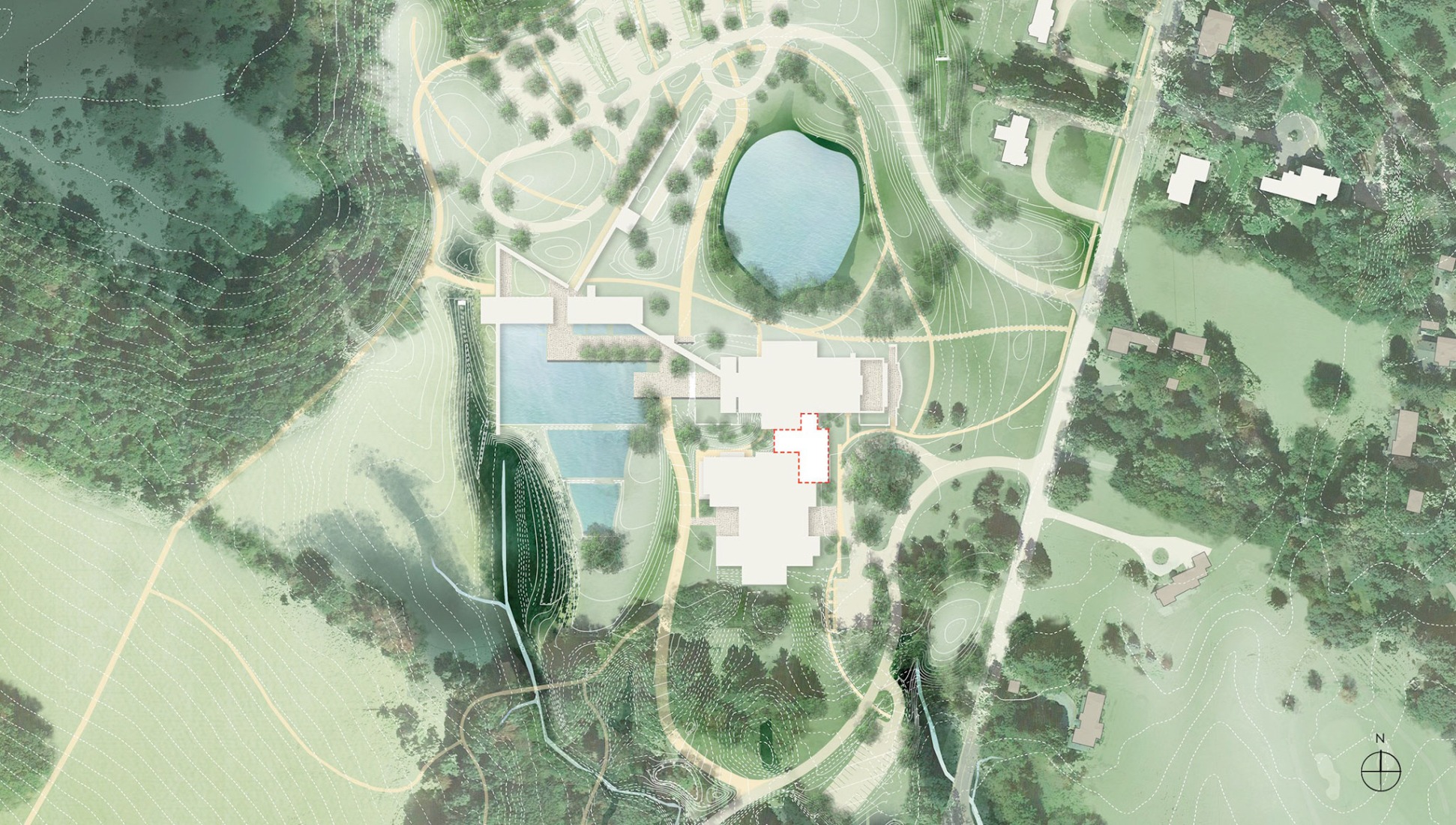 Plano de situación. Proyecto de la nueva ala Aso O. Tavitian por Selldorf Architects. Dibujo por Reed Hilderbrand.