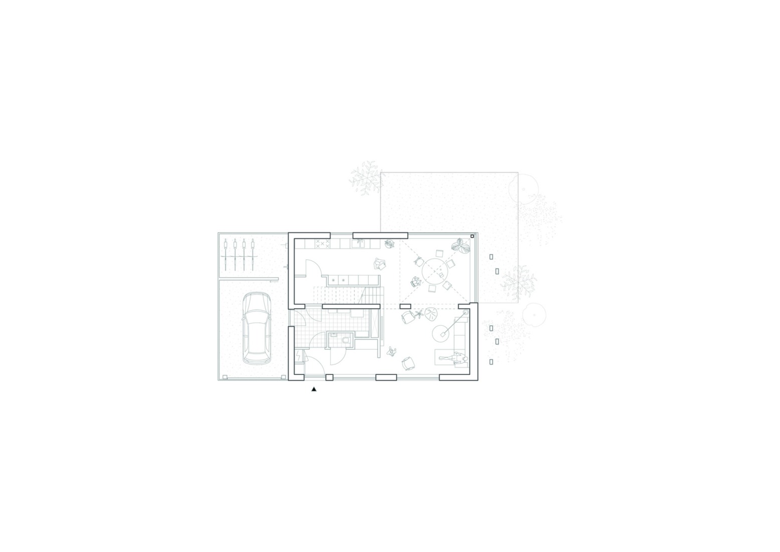 Plano de planta baja de Parkvilla. «Common Woods» por Space&Matter.