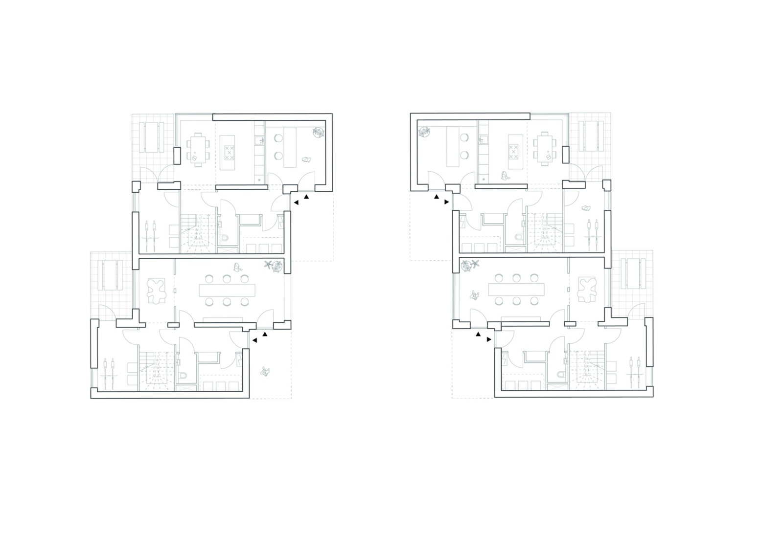 Plano de planta de casas adosadas. «Common Woods» por Space&Matter.