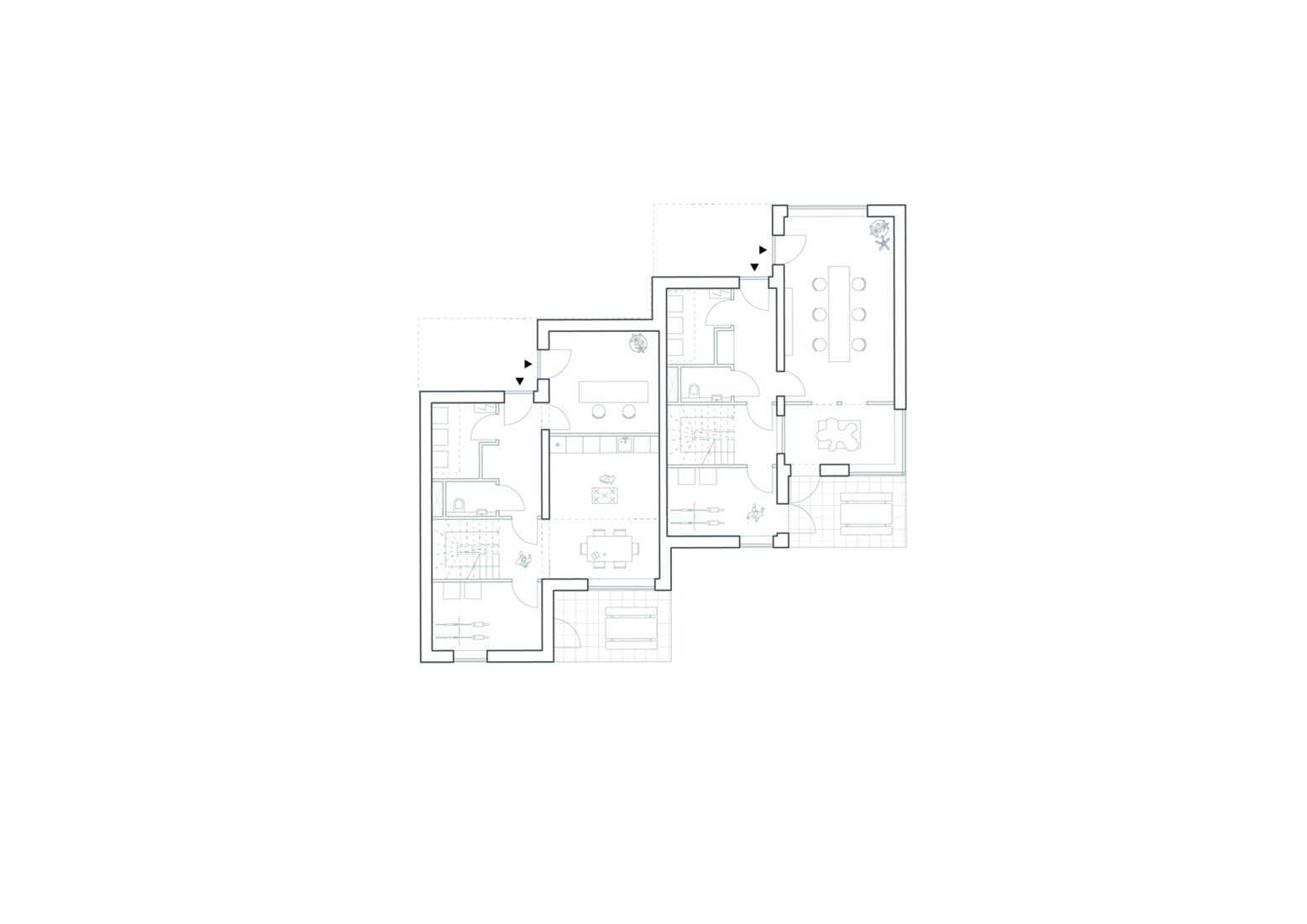Plano de planta de casas adosadas. «Common Woods» por Space&Matter.