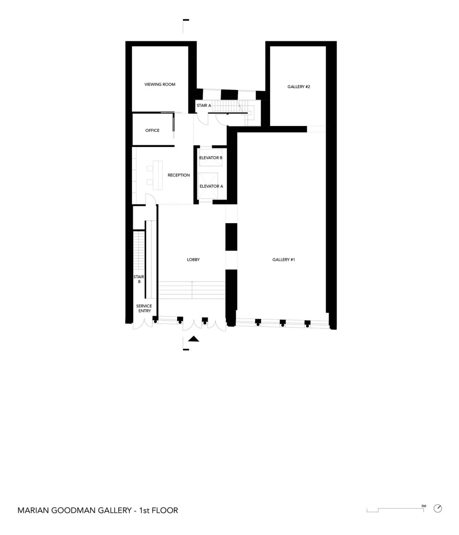 First floor plan. Marian Goodman Gallery by studioMDA.