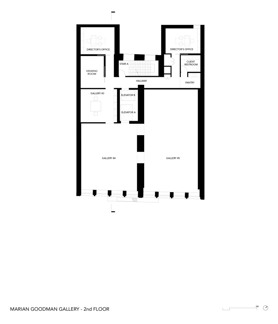 Second floor plan. Marian Goodman Gallery by studioMDA.