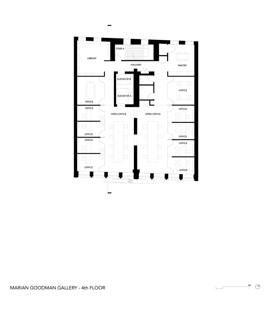 Fourth floor plan. Marian Goodman Gallery by studioMDA.