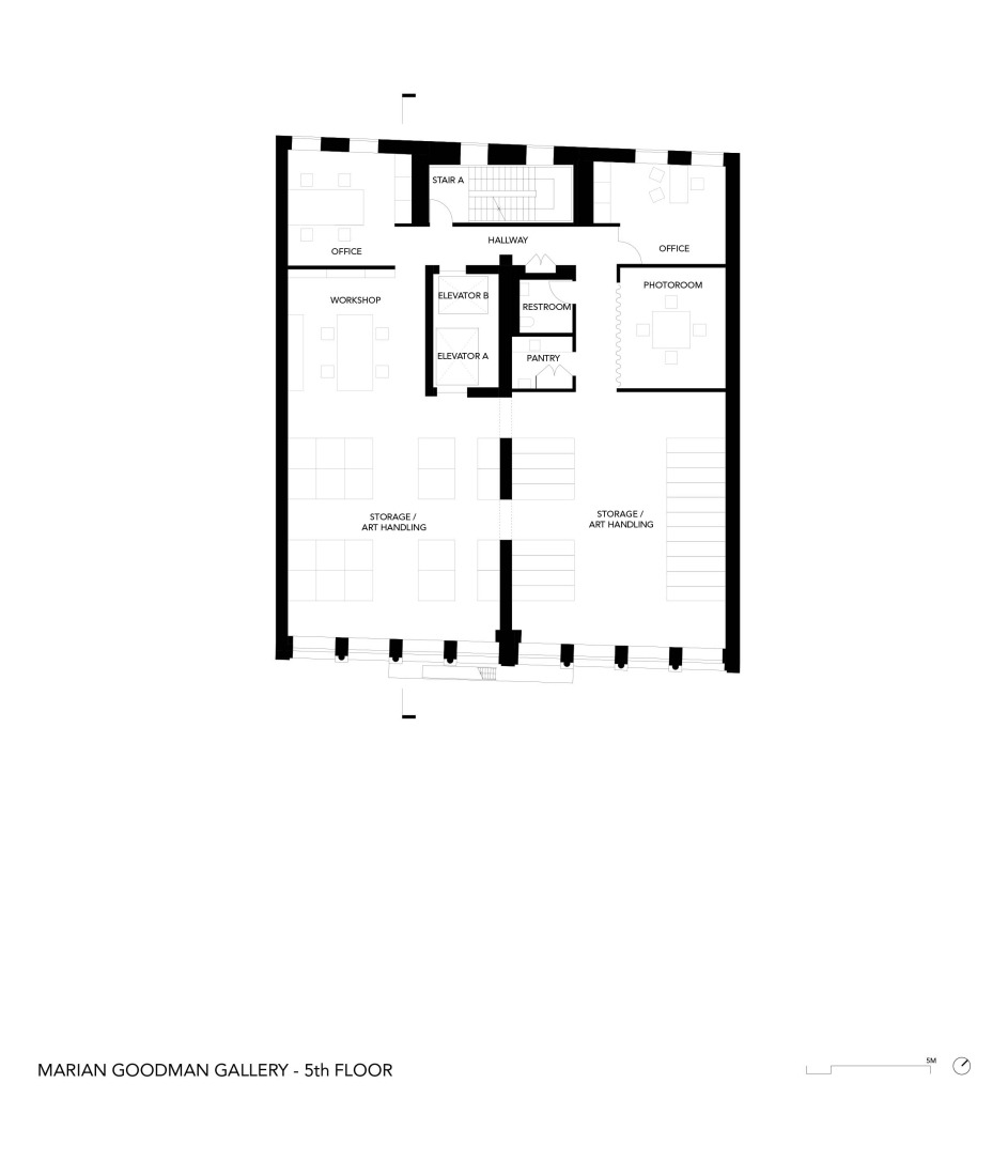 Fifth floor plan. Marian Goodman Gallery by studioMDA.