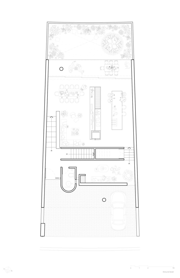 Ground floor plan. "Casa Refugio" by Taller Segovia Molina. 