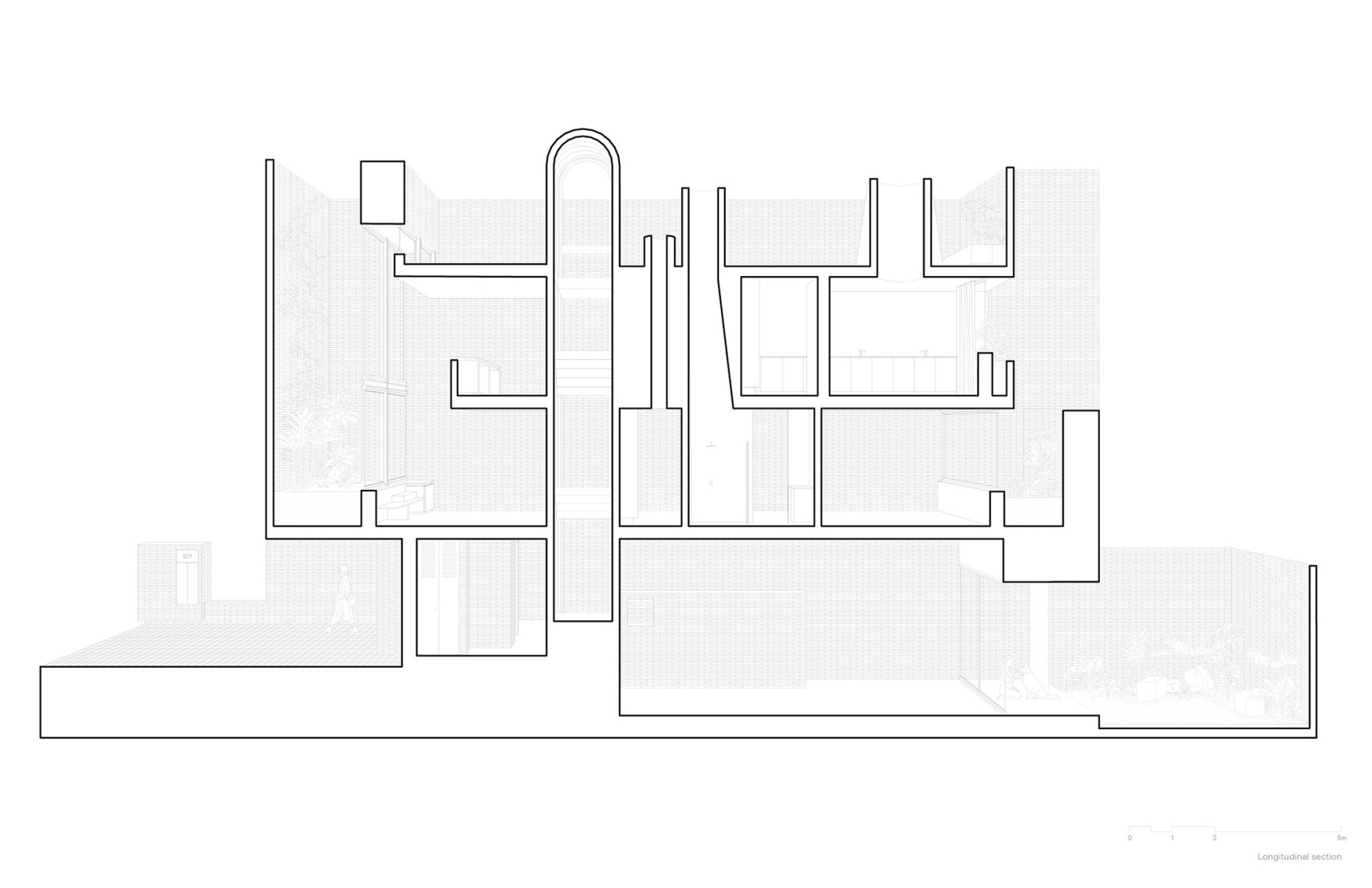 Section. "Casa Refugio" by Taller Segovia Molina. 