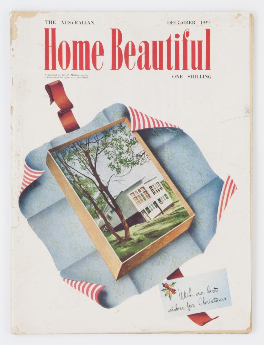 Casa Janeba, Warrandyte, Victoria, Australia, 1948, en la portada de Australian Home Beautiful (diciembre de 1949), Archivos de Diseño de RMIT.
