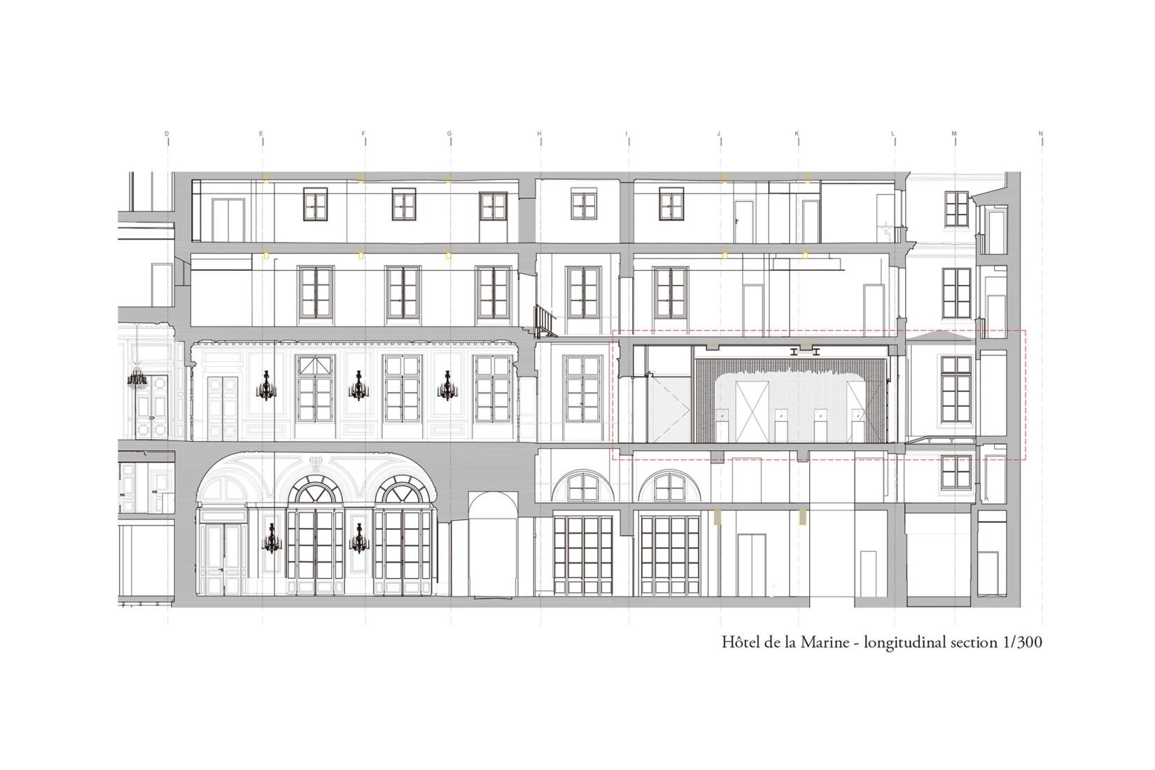 Longitudinal section. The Al Thani Collection at the Hôtel de la Marine.