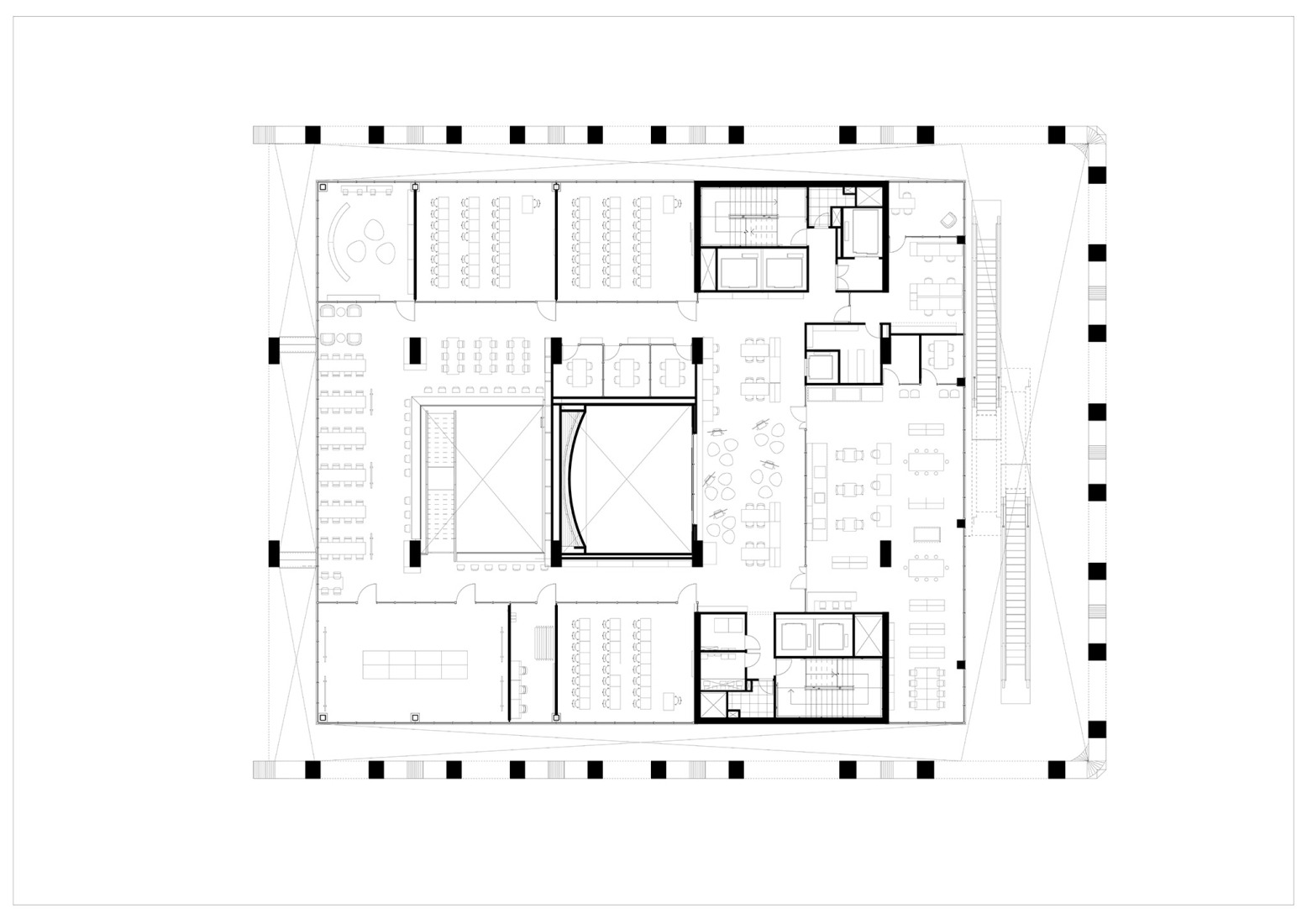 Plano de planta tipo. Fundación Universitaria Compensar por Bermúdez Arquitectos.