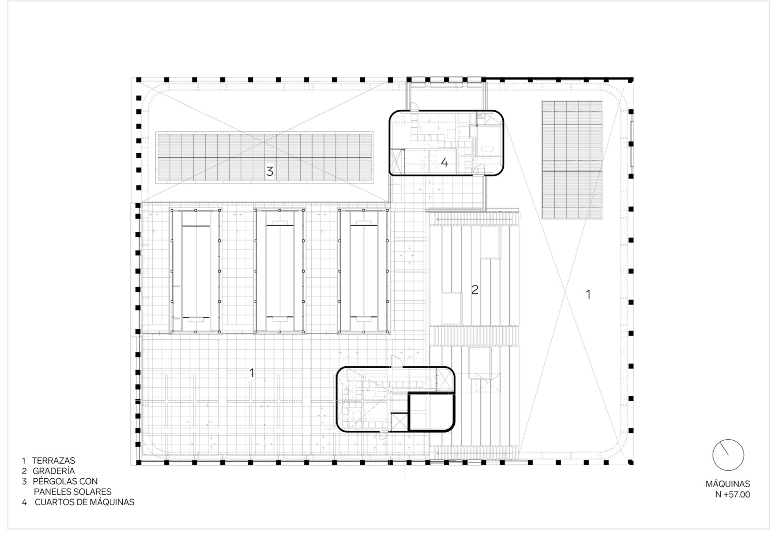 Plano de dieciseisava planta. Fundación Universitaria Compensar por Bermúdez Arquitectos.
