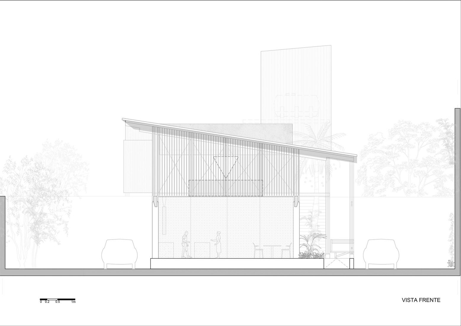Alzado frontal. «Autohelado LV Escalada» por DRM Arquitectura.