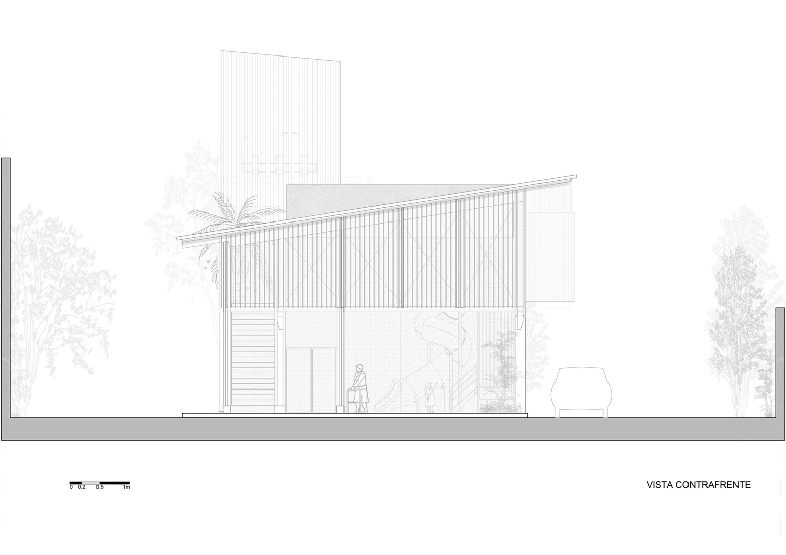 Alzado trasero. «Autohelado LV Escalada» por DRM Arquitectura.