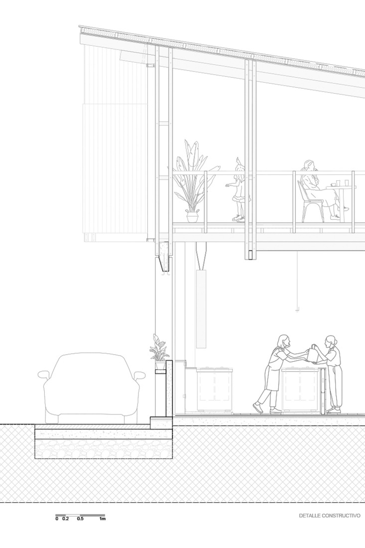 Sección constructiva. «Autohelado LV Escalada» por DRM Arquitectura.