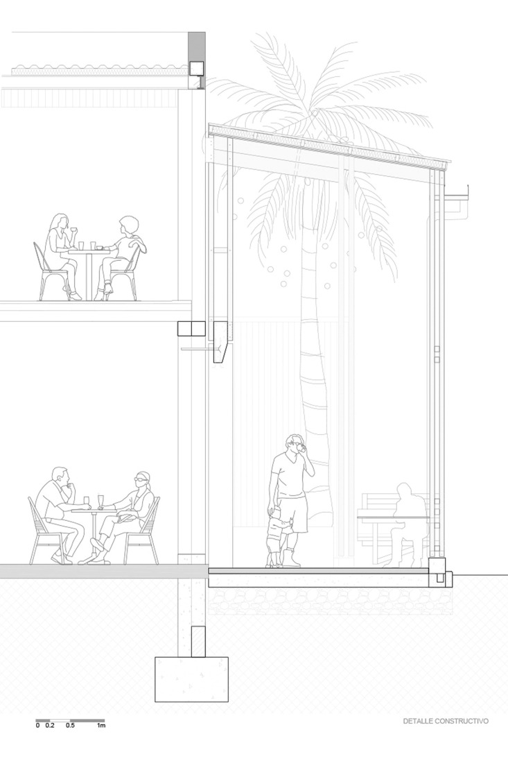 Sección constructiva. «Autohelado LV Escalada» por DRM Arquitectura.