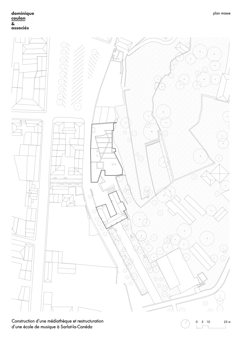 Plano de situación. Mediateca y escuela de música por Dominique Coulon & associés. 