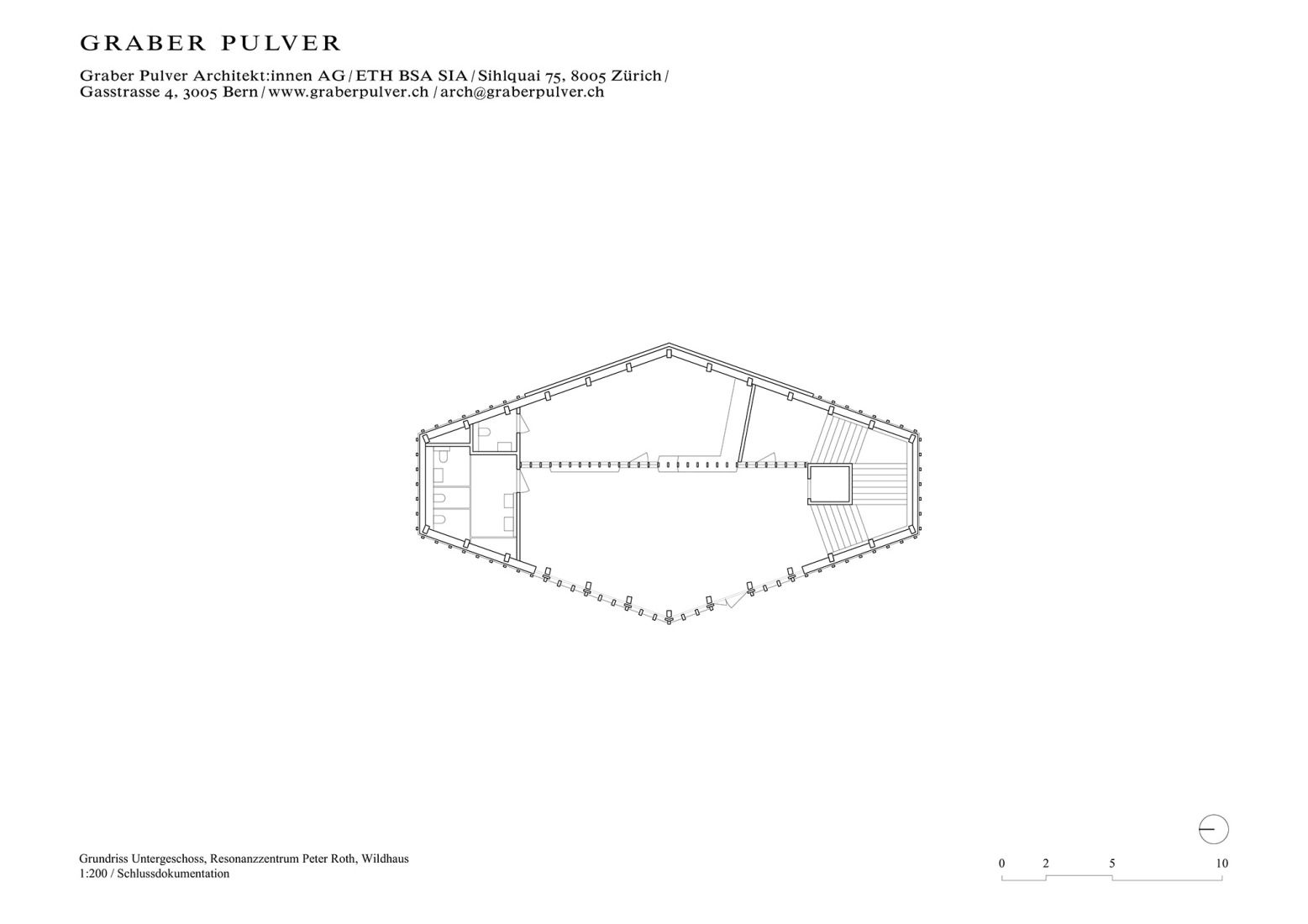 Plano de planta baja. «Resonance Centre Peter Roth» por Graber Pulver + Martina Hauser.