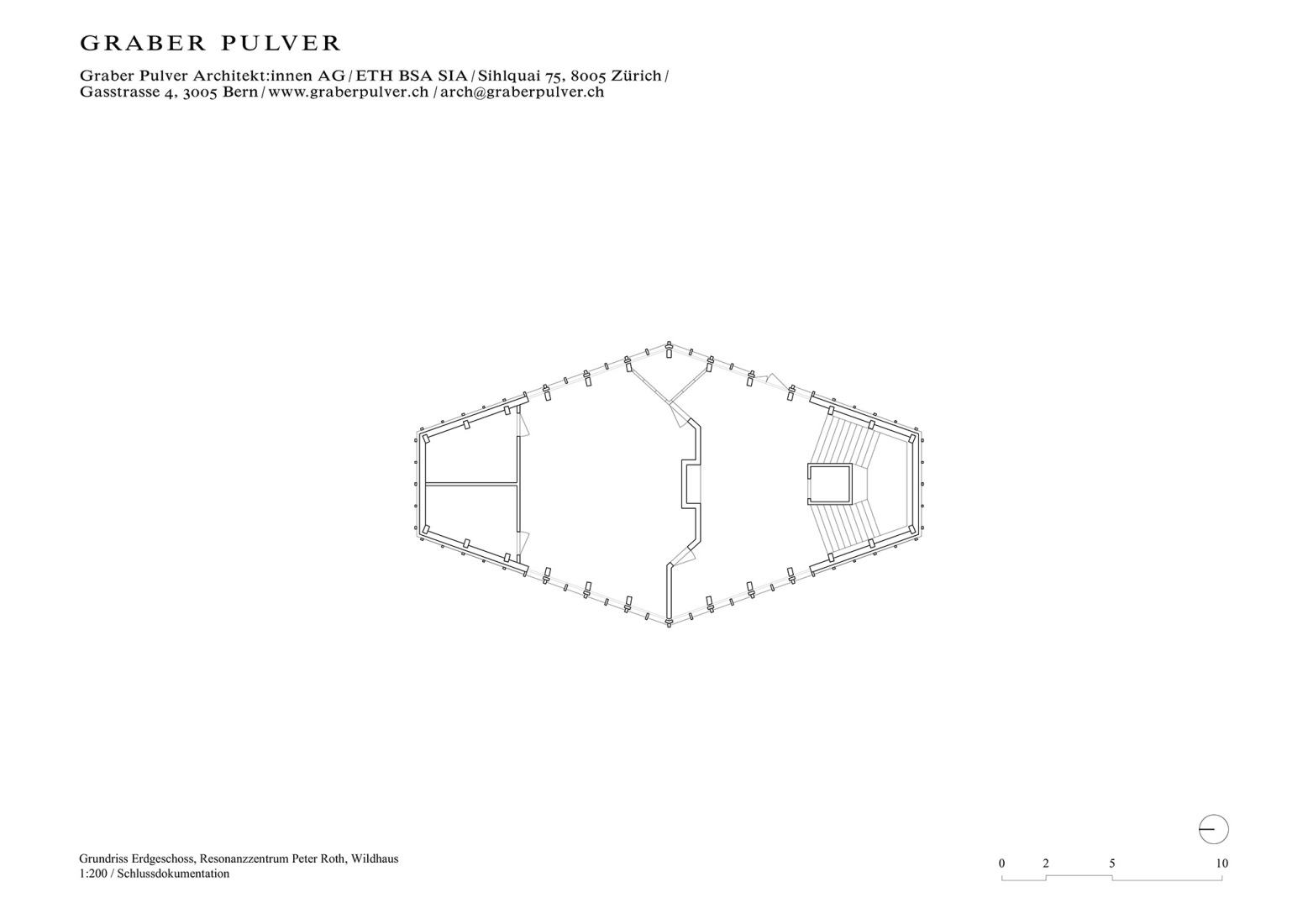 Plano de primera planta. «Resonance Centre Peter Roth» por Graber Pulver + Martina Hauser.