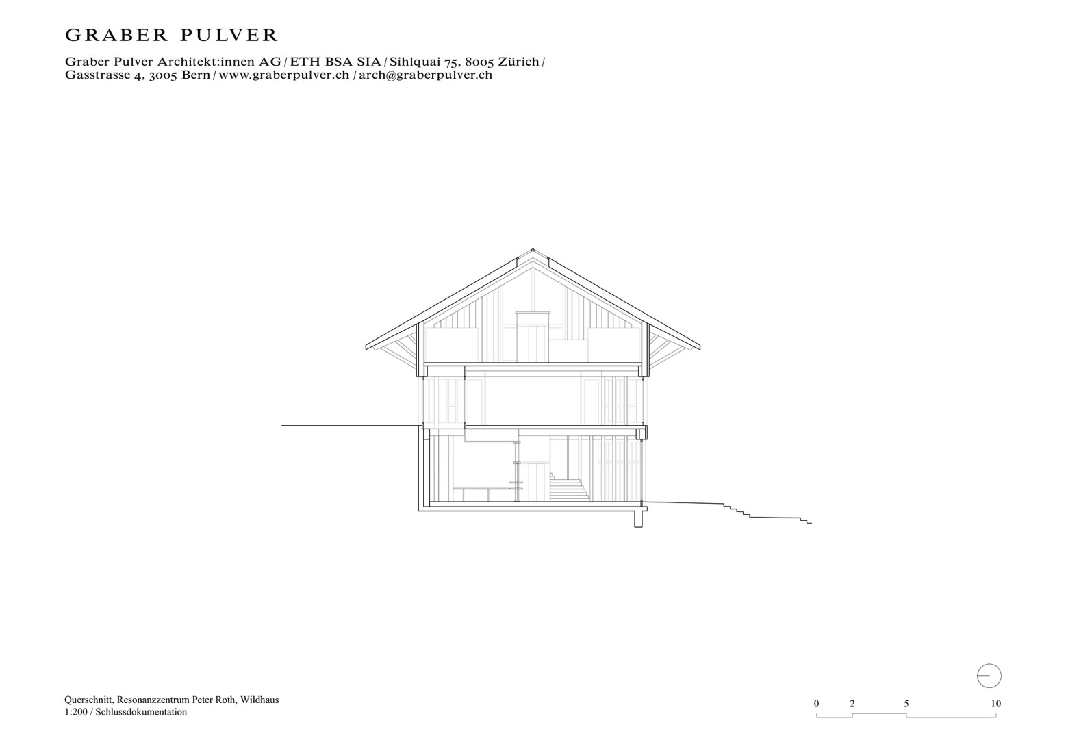 Sección transversal. «Resonance Centre Peter Roth» por Graber Pulver + Martina Hauser.