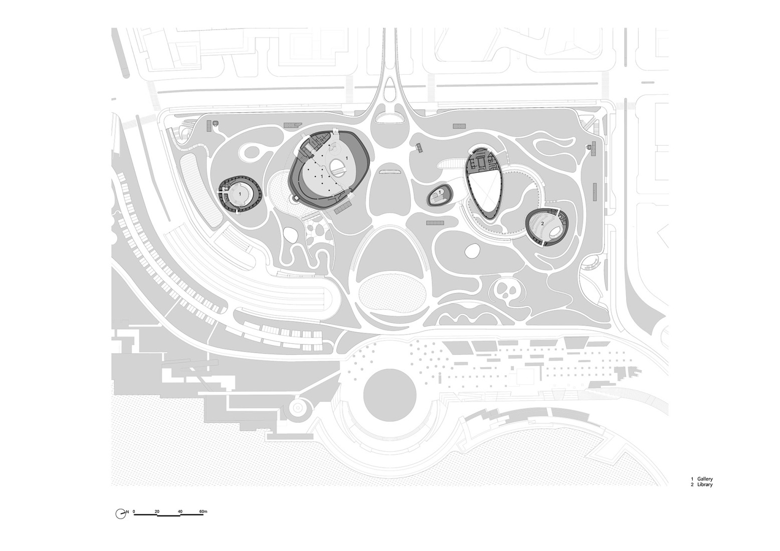 Plano de segunda planta. Plaza Cultural de la Bahía de Shenzhen por MAD. 
