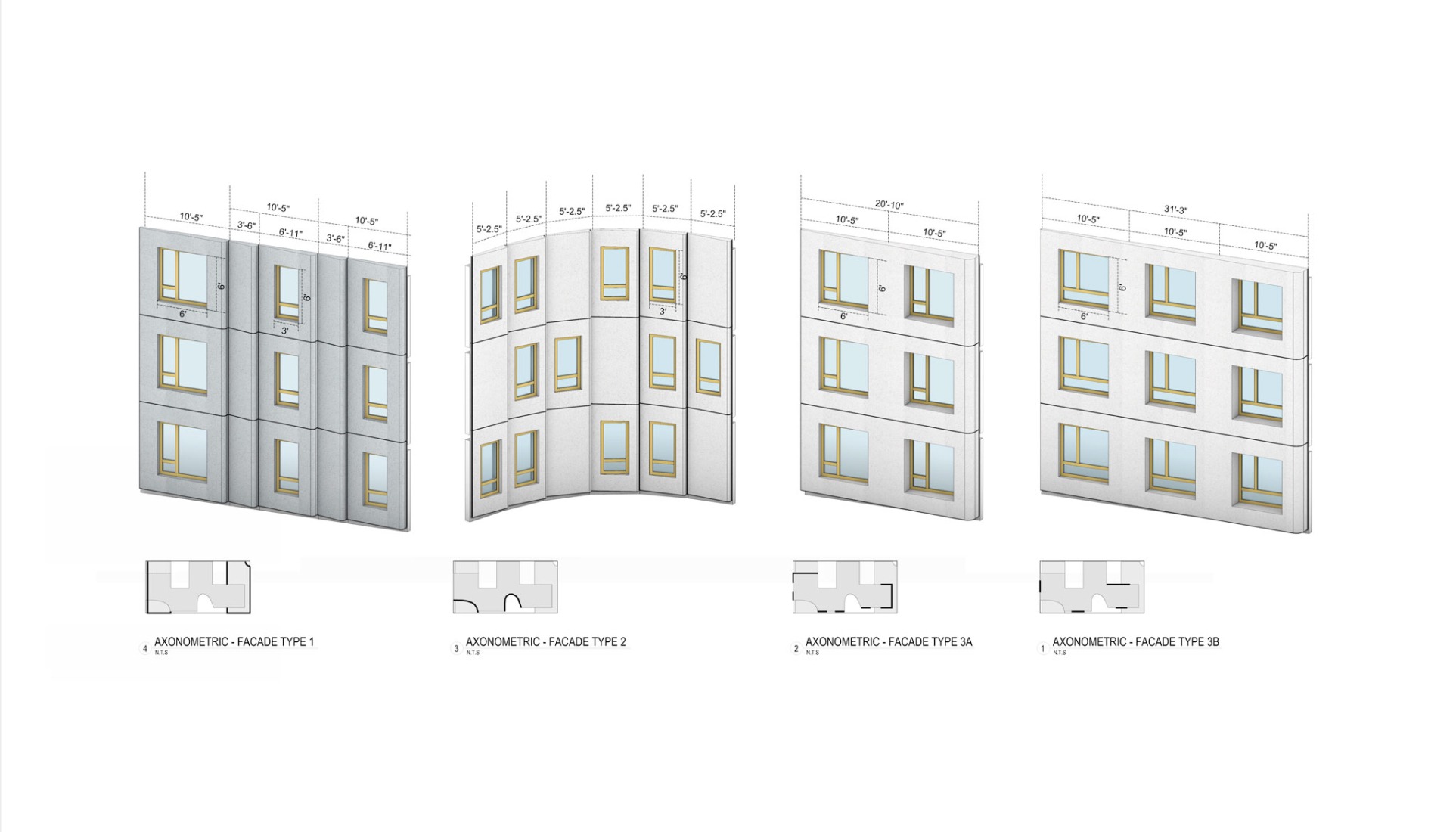 Axonometric Façade details. 730 Stanyan by OMA. 