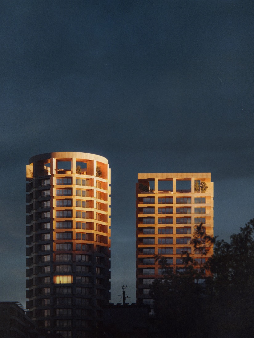 "Duas Towers" by OODA. Rendering by OKDRAW.