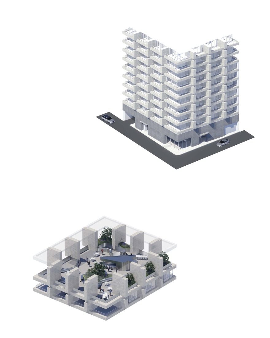 Axonometry. "Duas Towers" by OODA.