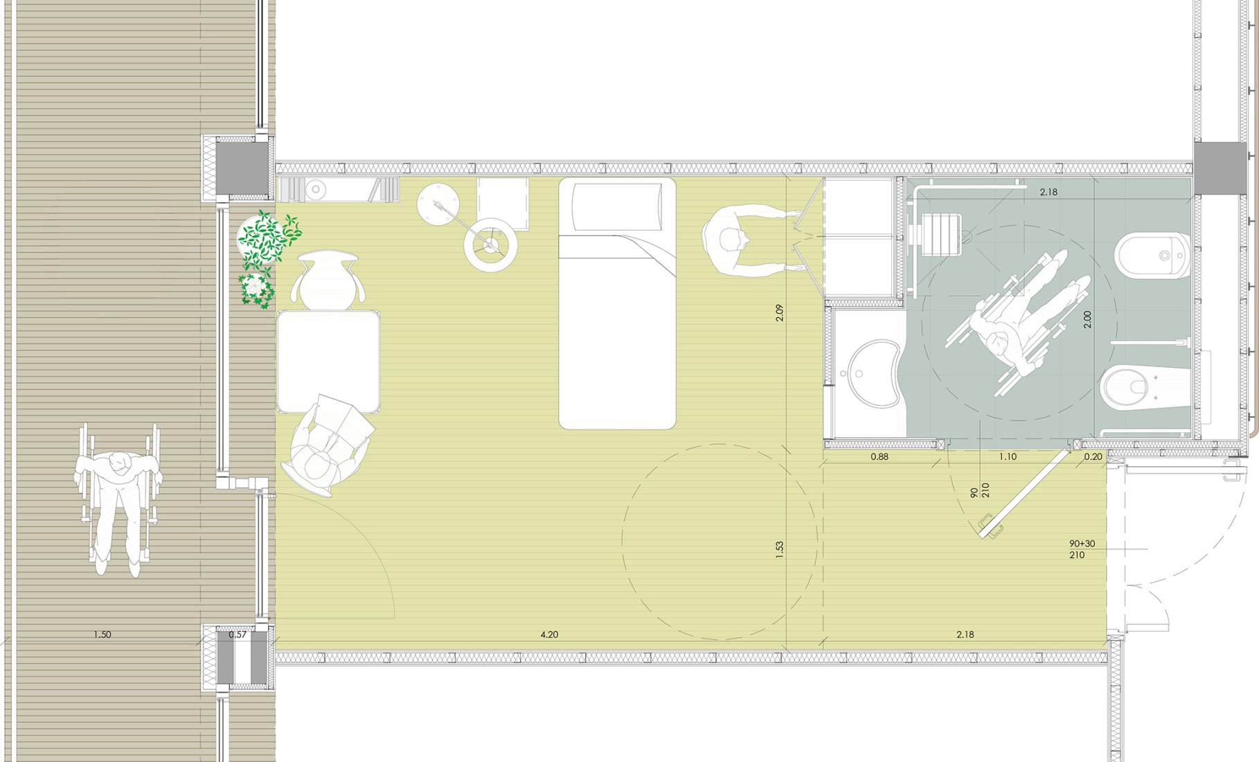 Plano de planta tipo. Residencia Casa Ella por PINEARQ. 