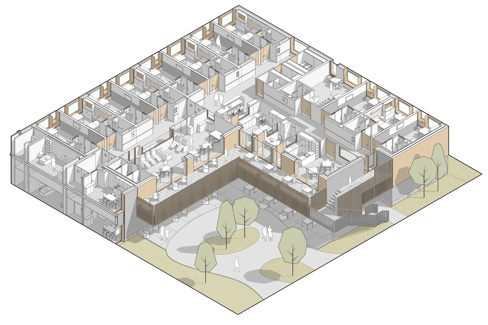 Axonometría. Residencia Casa Ella por PINEARQ. 