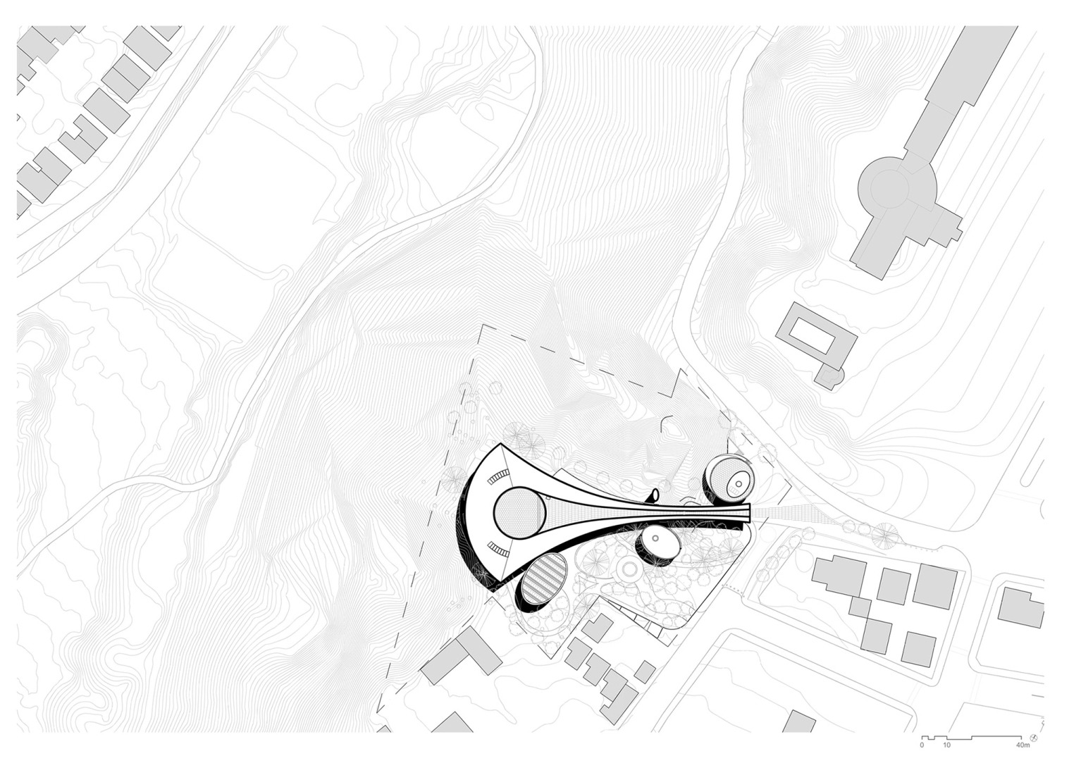 Site plan. Lola Mora Cultural Center by Pelli Clarke & Partners. 