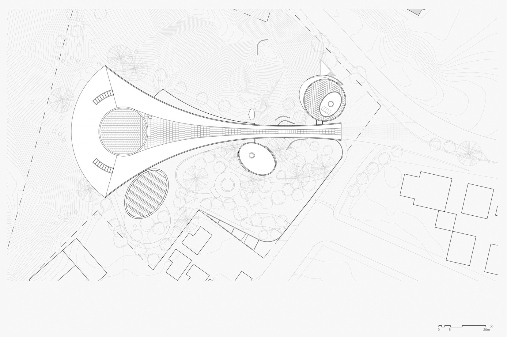 Roof plan. Lola Mora Cultural Center by Pelli Clarke & Partners. 