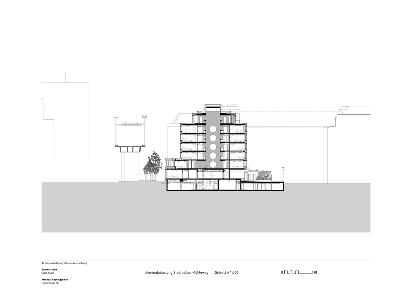 Cross section. Criminal Investigation Department by Penzel Valier.