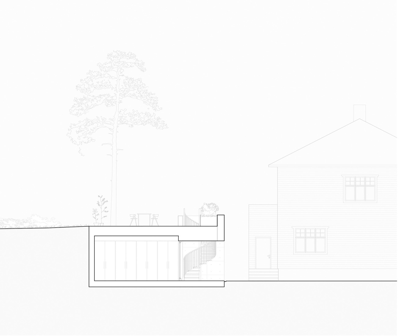 Sección. Pabellón Vækerøåsen por R21 Arkitekter.