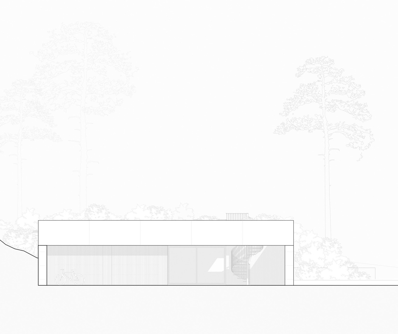 Alzado. Pabellón Vækerøåsen por R21 Arkitekter.