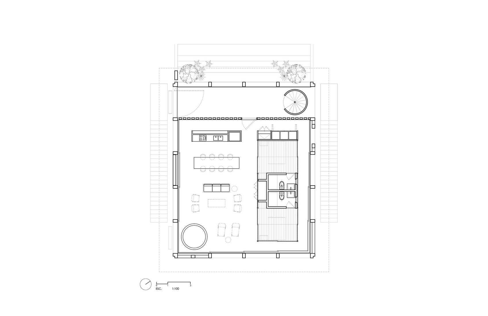 Plano de primera planta. Casa Eva por S-AR.