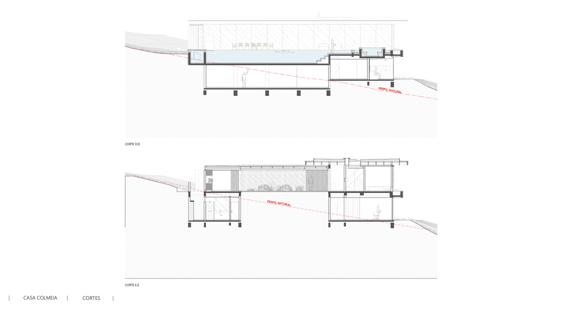 Sections. "Casa Colmeia" by Sabella Arquitetura.