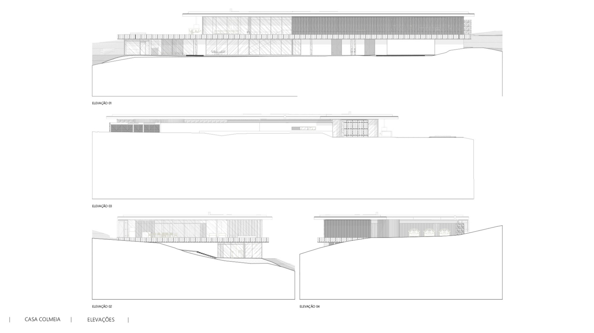 Elevations. "Casa Colmeia" by Sabella Arquitetura.
