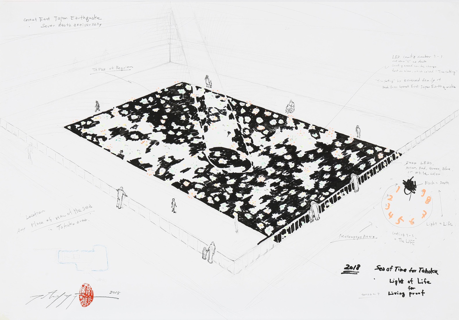 Concept drawing. "Sea of Time – TOHOKU" by ATTA + Tatsuo Miyajima. 