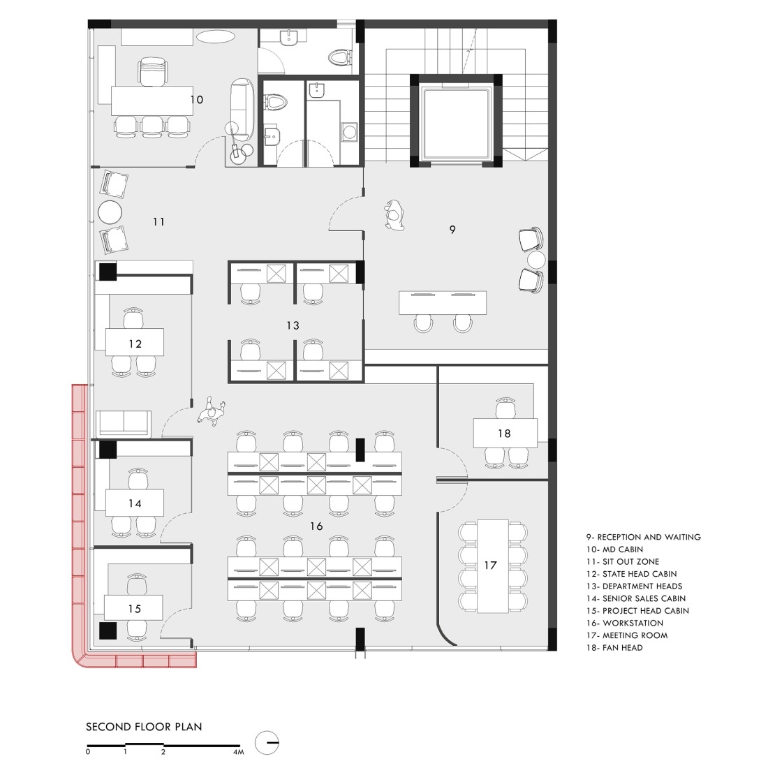 Second floor plan. "Screened Spaces" by Studio UF+O.