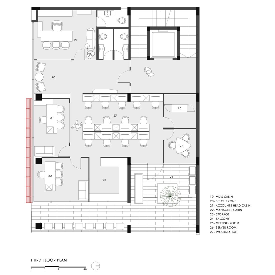 Third floor plan. "Screened Spaces" by Studio UF+O.