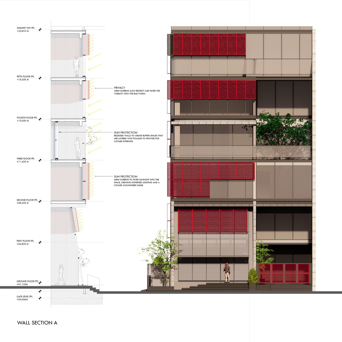 Section. "Screened Spaces" by Studio UF+O.