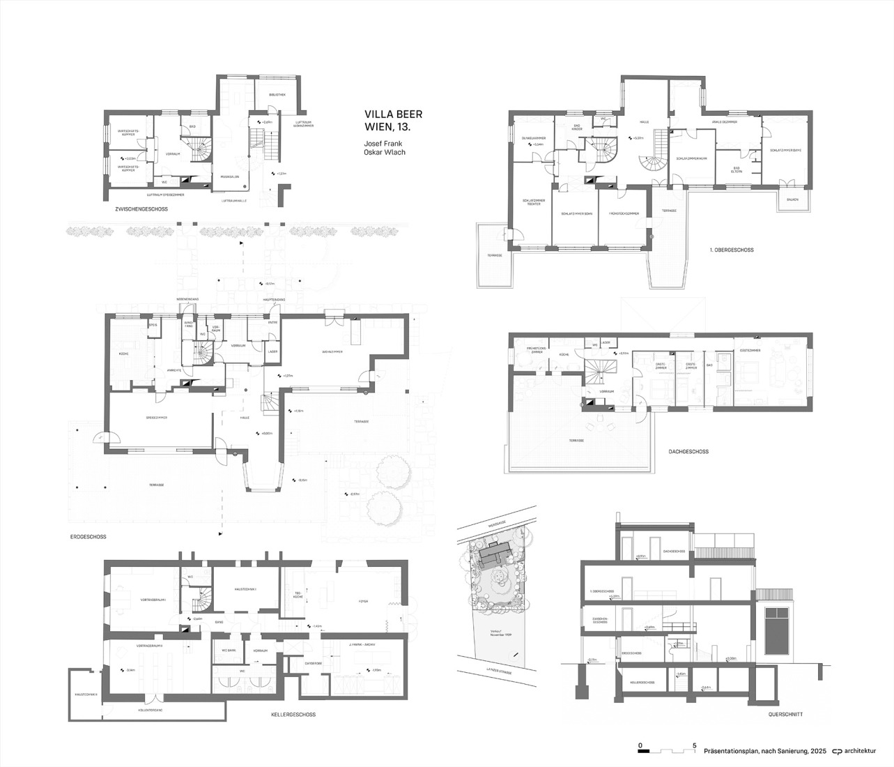 Renovation floor plans, 2026. Villa Beer by Josef Frank and Oskar Wlach. Renovation by Christian Prasser. 
