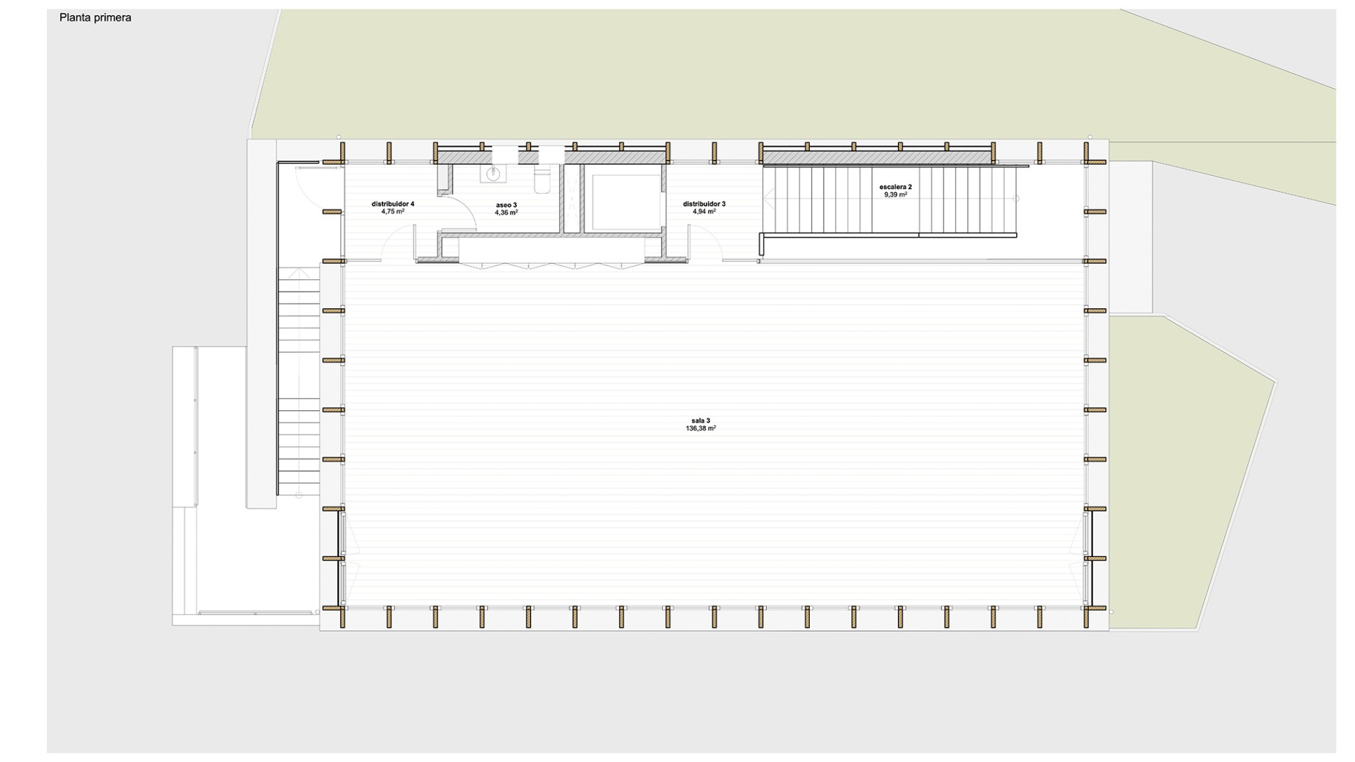 First floor plan. Multi-purpose building by Araiz Floristán Arquitectos.